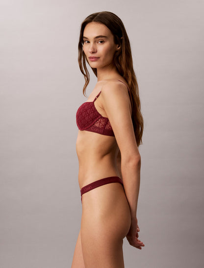 Emblem Flocked Mesh High Leg Thong - Calvin Klein Underwear