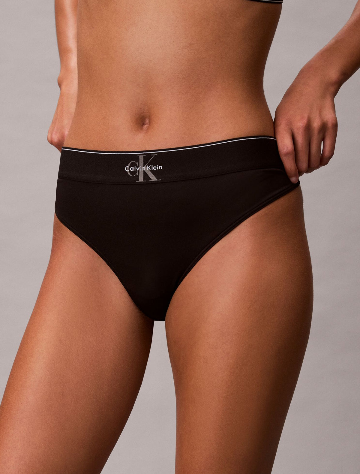 Graphic Monogram Microfiber Stretch Thong - Calvin Klein Underwear