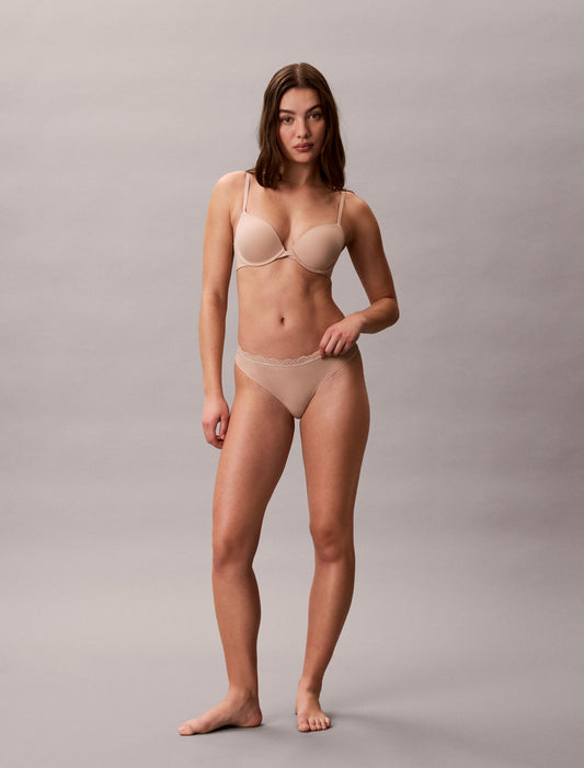 Microfiber Stretch with Lace Thong - Calvin Klein Underwear