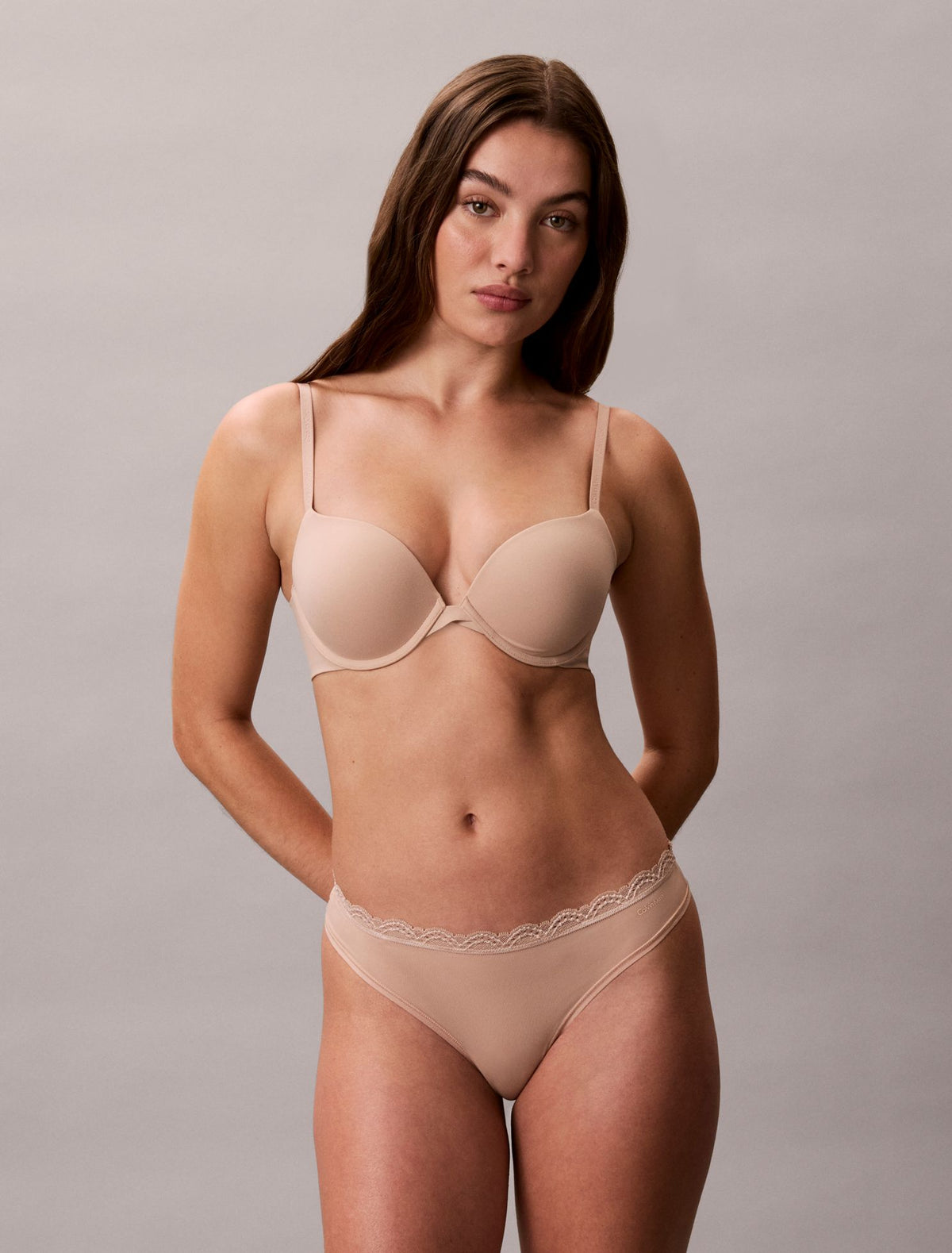 Microfiber Stretch with Lace Thong - Calvin Klein Underwear