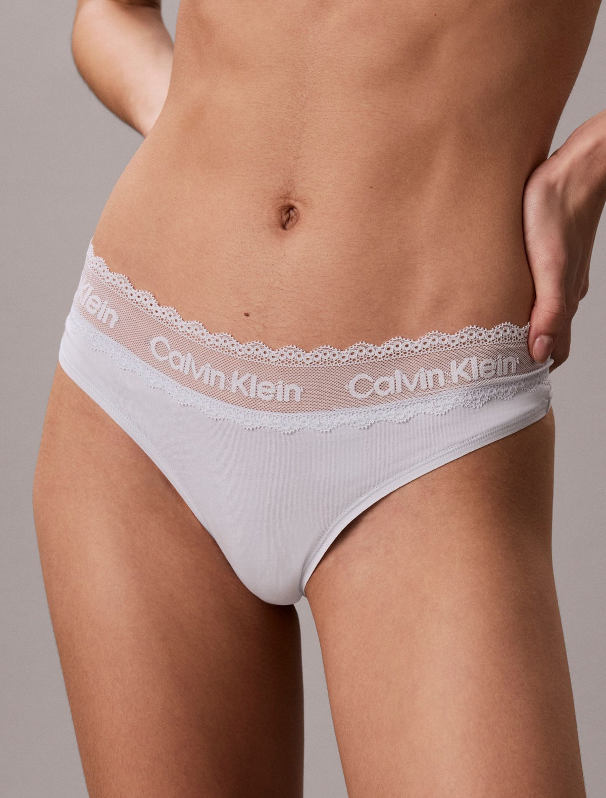 Cotton Lace Thong - Calvin Klein Underwear