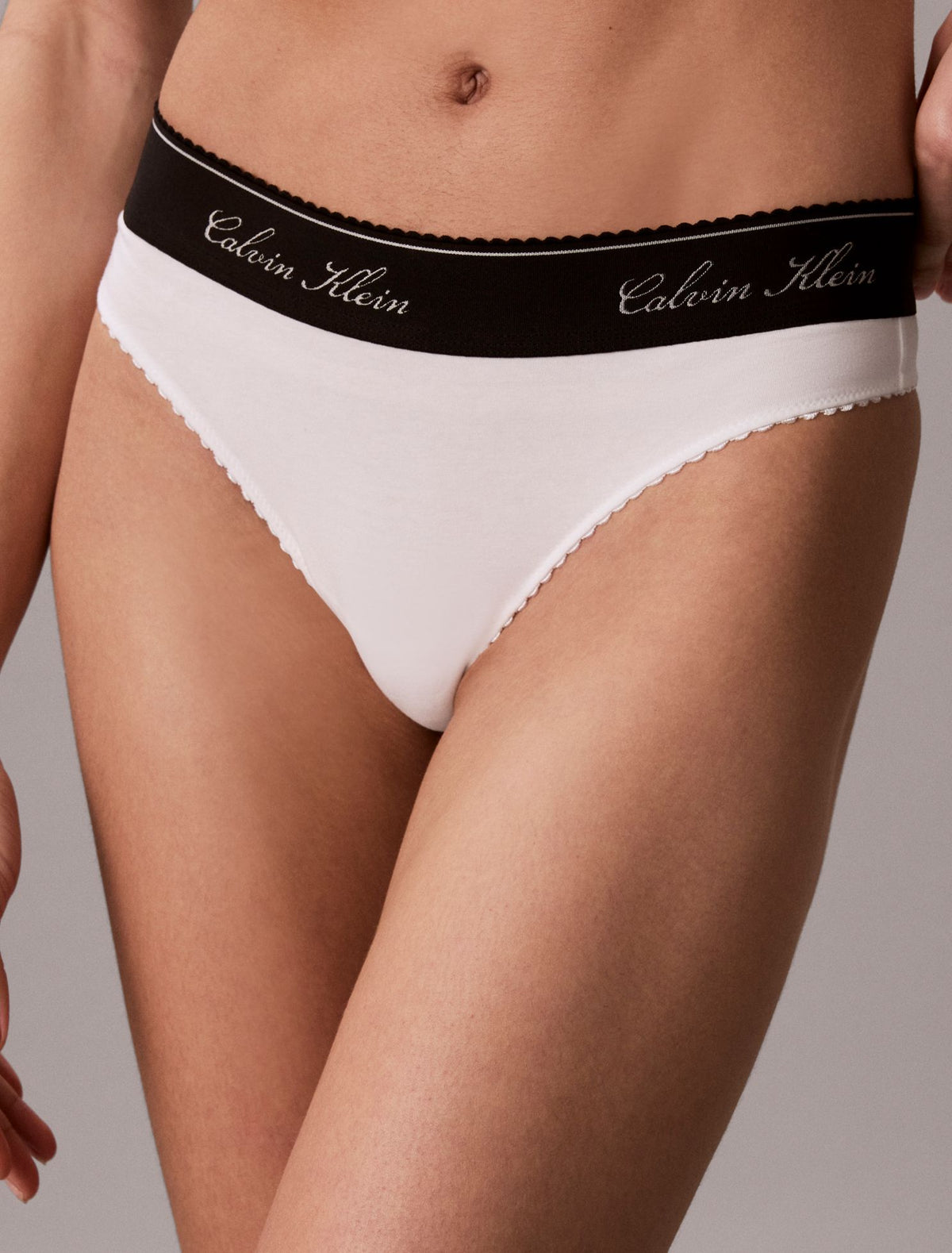 Icon Cotton Modal Script Thong - Calvin Klein Underwear