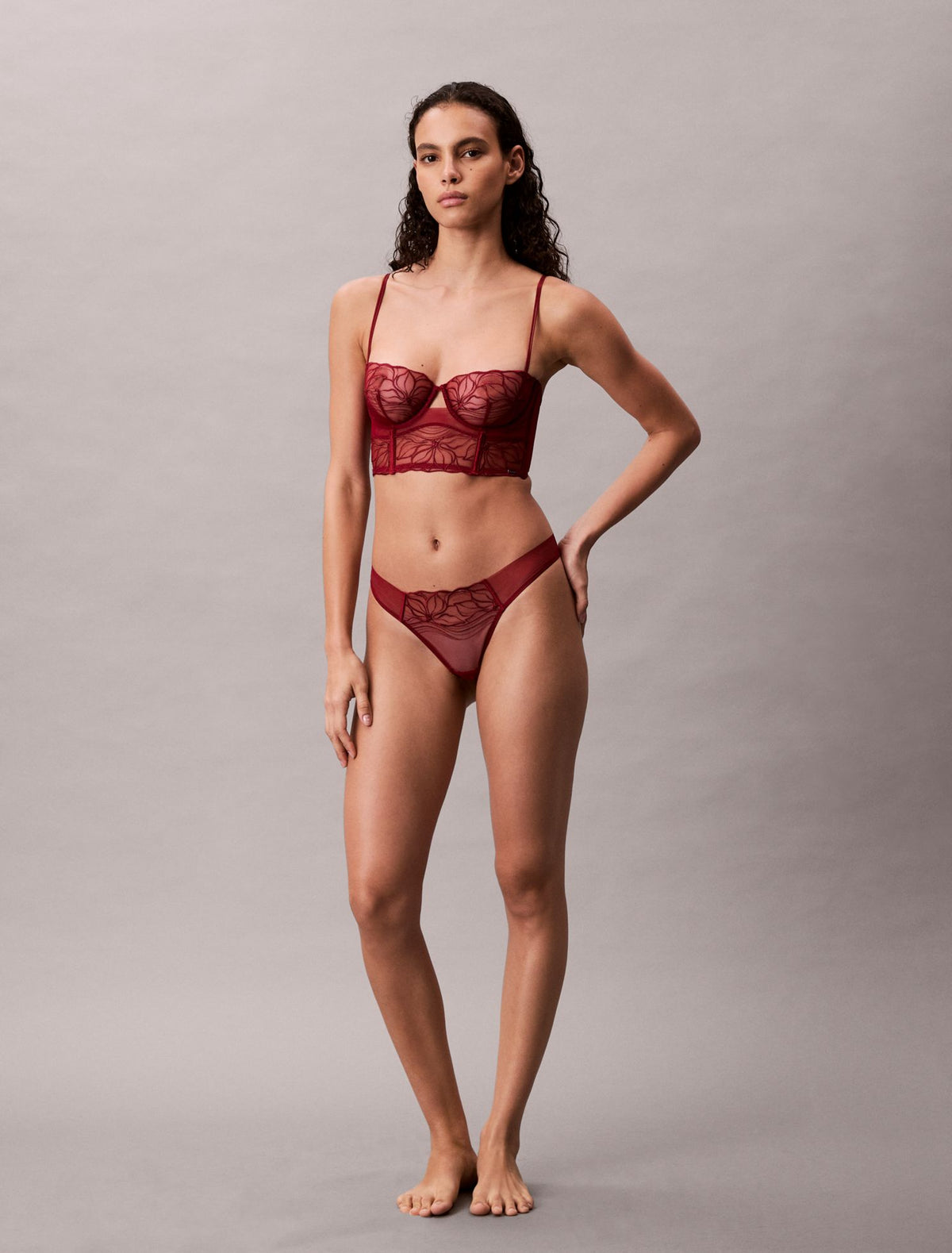 CK Black Floral Lace Thong - Calvin Klein Underwear