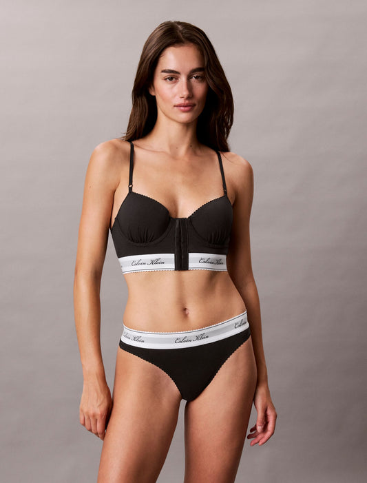 Icon Cotton Modal Script Thong - Calvin Klein Underwear