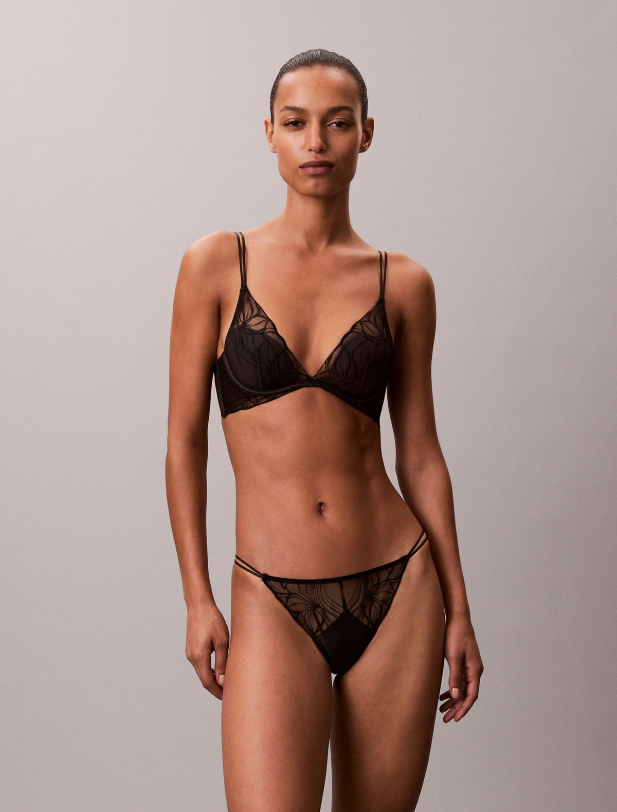 CK Black Floral Lace Bikini - Calvin Klein Underwear