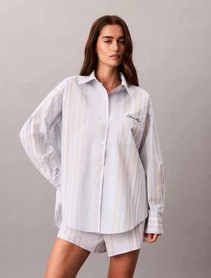 Cotton Poplin Script Sleep Shorts - Calvin Klein Underwear