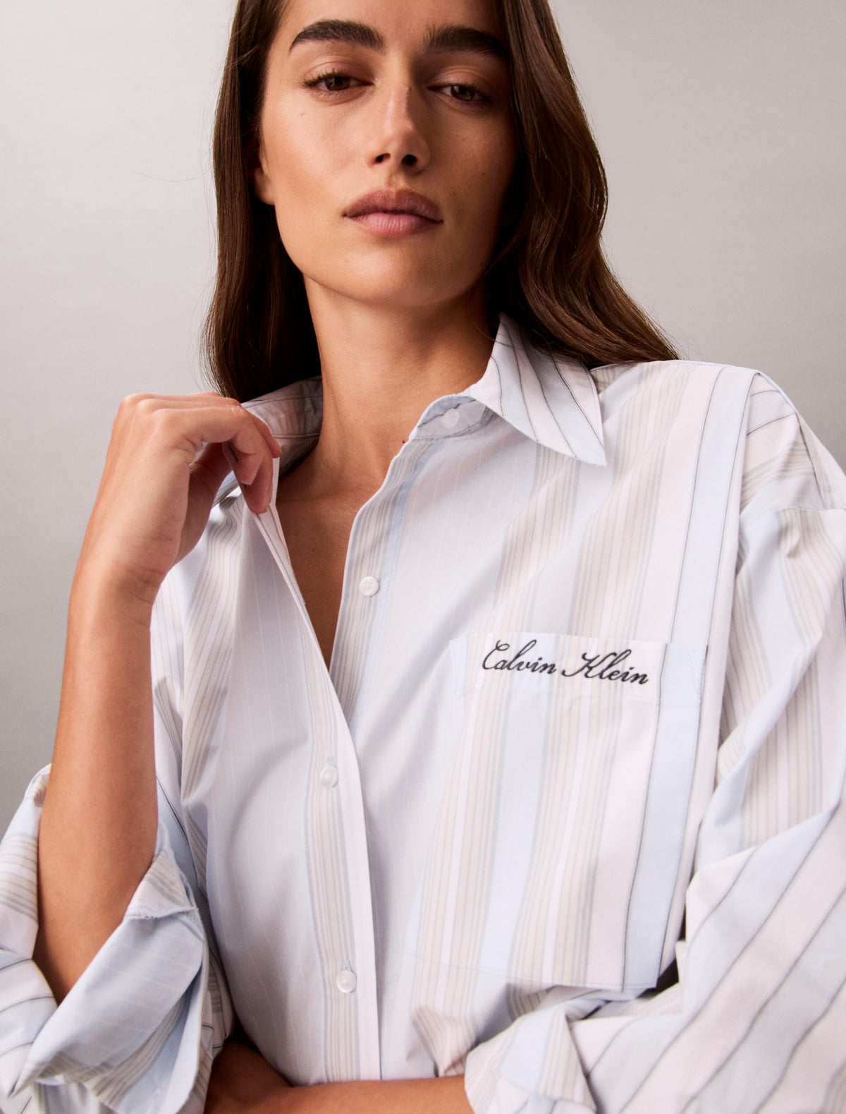 Cotton Poplin Script Sleep Shirt - Calvin Klein Underwear
