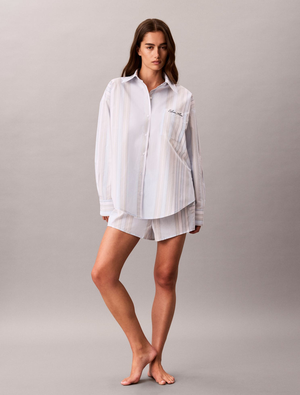 Cotton Poplin Script Sleep Shirt - Calvin Klein Underwear