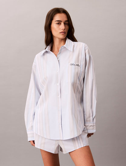 Cotton Poplin Script Sleep Shirt - Calvin Klein Underwear