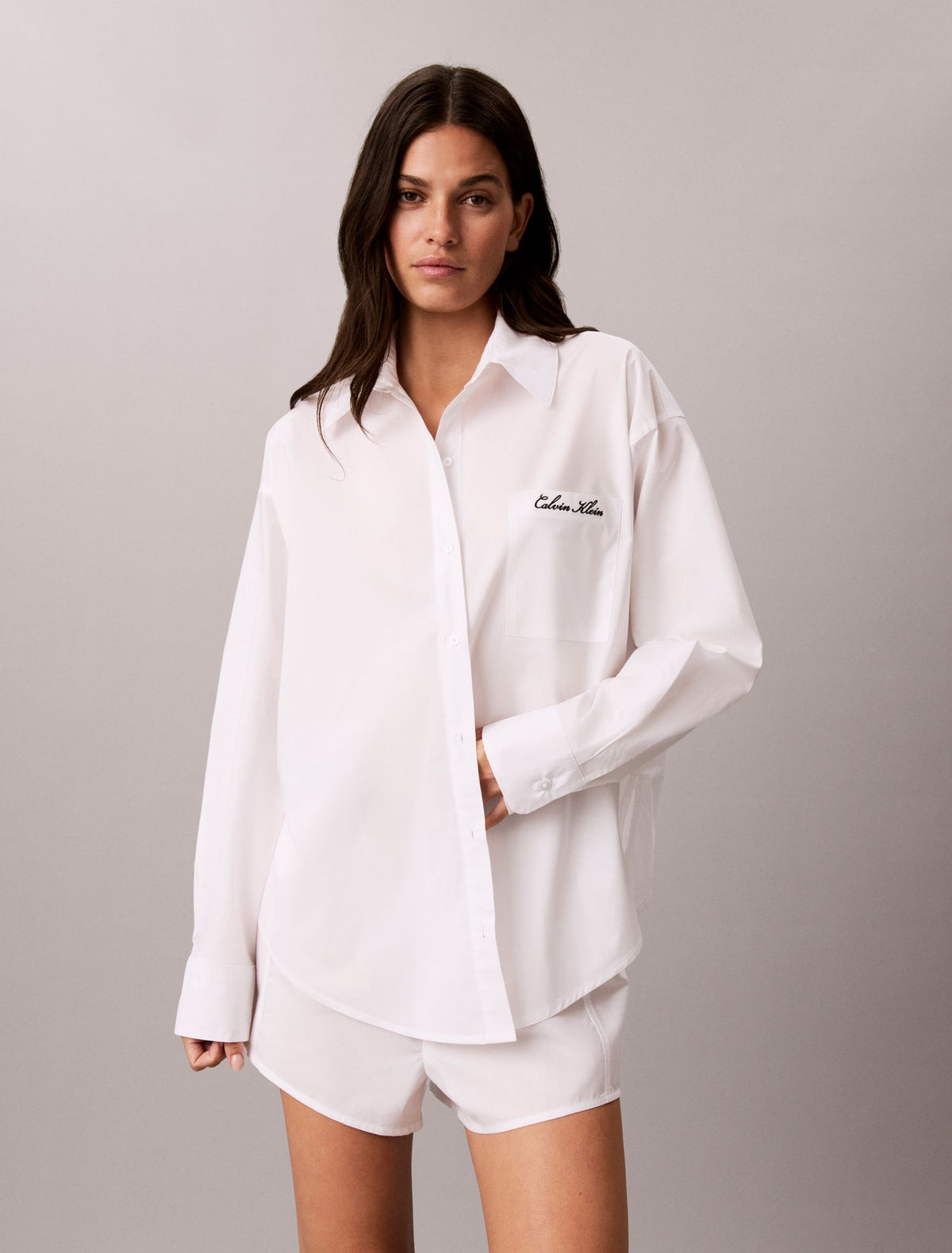 Cotton Poplin Script Sleep Shirt - Calvin Klein Underwear