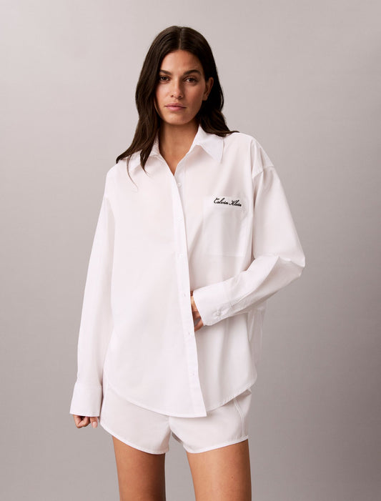 Cotton Poplin Script Sleep Shirt - Calvin Klein Underwear