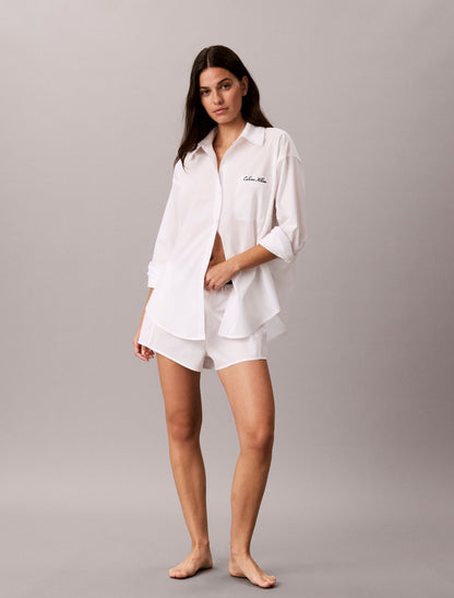 Cotton Poplin Script Sleep Shirt - Calvin Klein Underwear