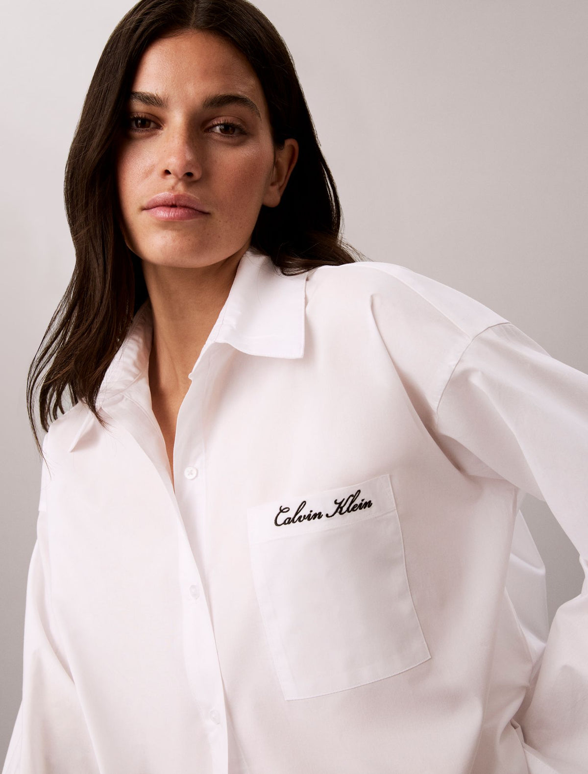 Cotton Poplin Script Sleep Shirt - Calvin Klein Underwear