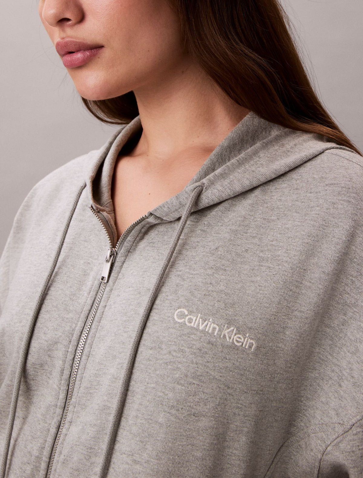 Logo Cotton Jersey Full Zip Hoodie - Calvin Klein Underwear