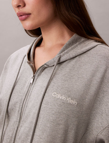 Logo Cotton Jersey Full Zip Hoodie - Calvin Klein Underwear