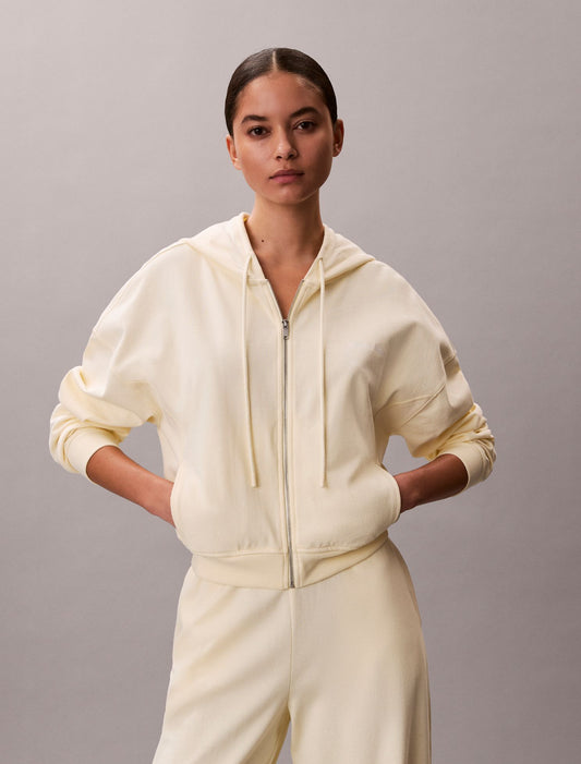 Logo Cotton Jersey Full Zip Hoodie - Calvin Klein Underwear