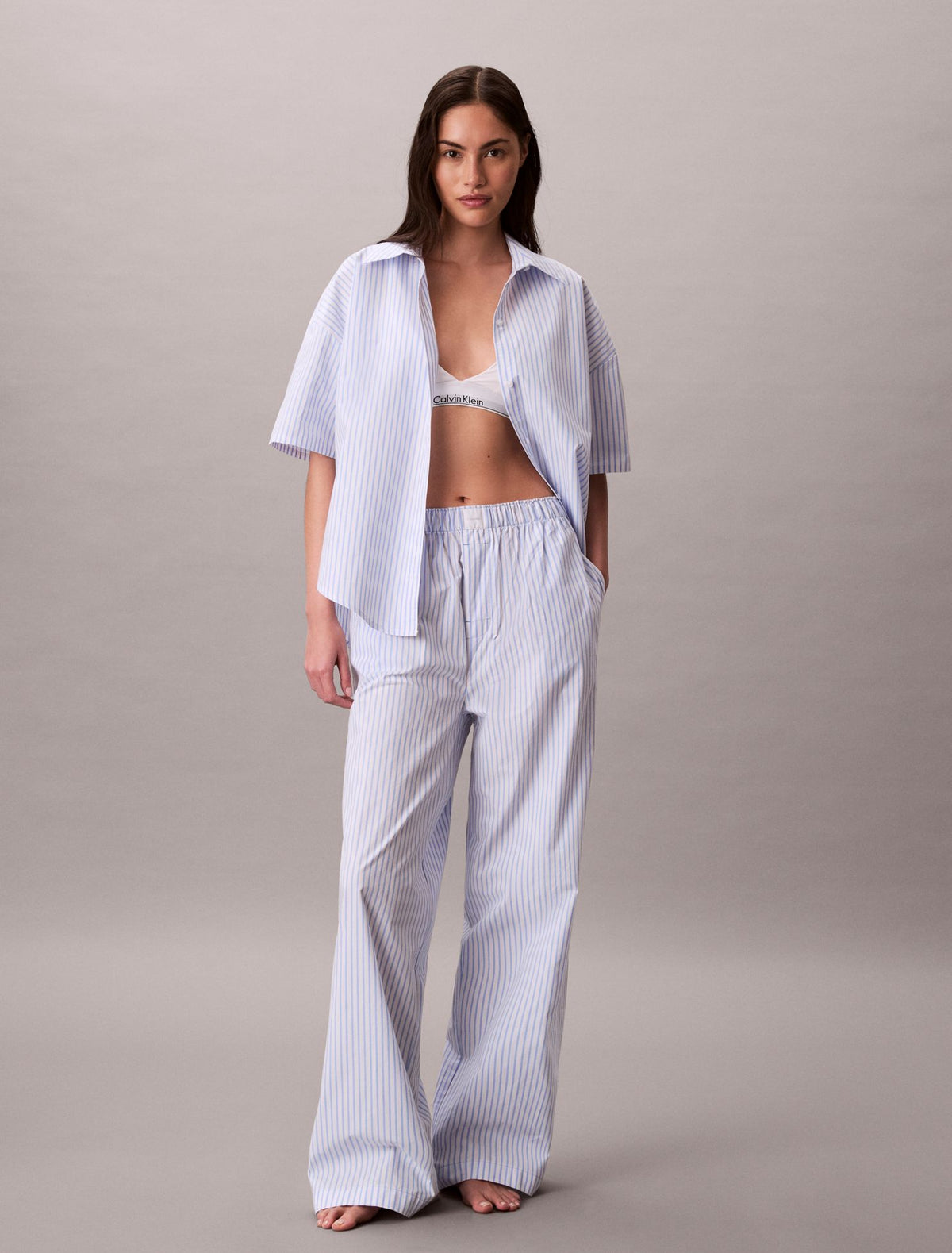Cotton Poplin Relaxed Short Sleeve Sleep Shirt - Calvin Klein Underwear