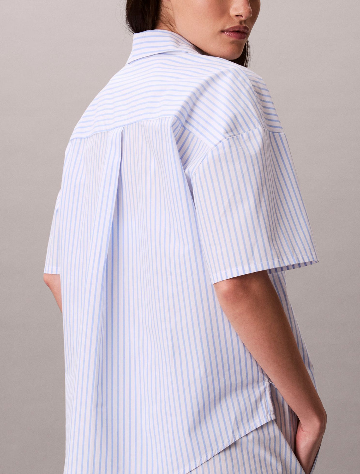 Cotton Poplin Relaxed Short Sleeve Sleep Shirt - Calvin Klein Underwear