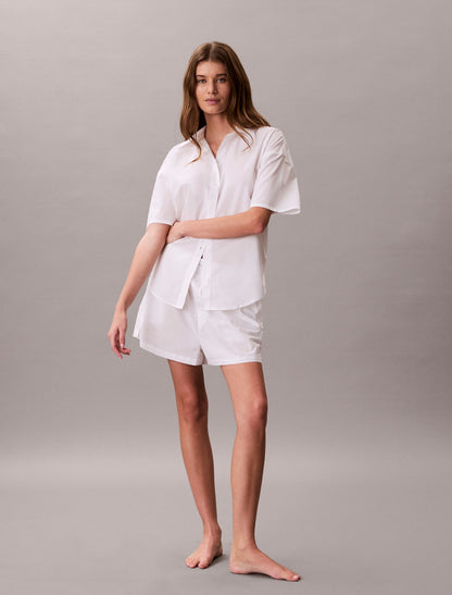 Cotton Poplin Relaxed Short Sleeve Sleep Shirt - Calvin Klein Underwear