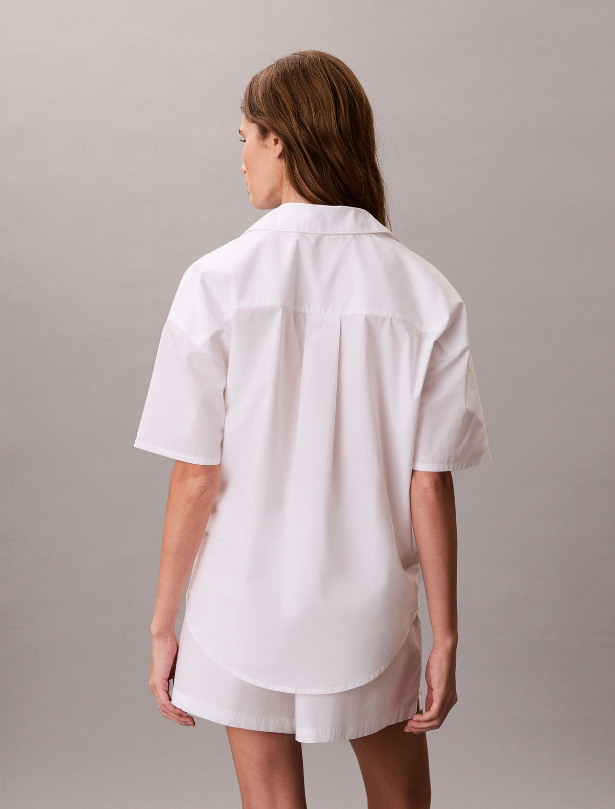 Cotton Poplin Relaxed Short Sleeve Sleep Shirt - Calvin Klein Underwear