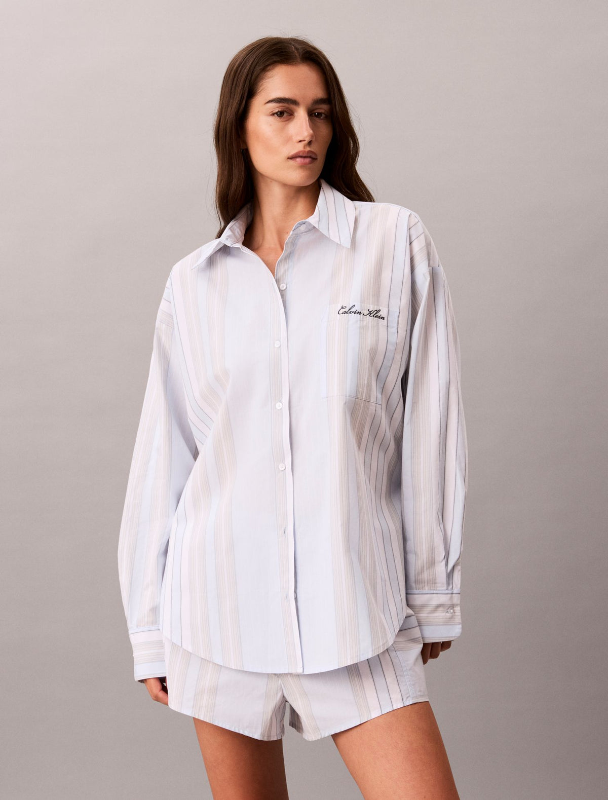 Cotton Poplin Script Sleep Shirt - Calvin Klein Underwear