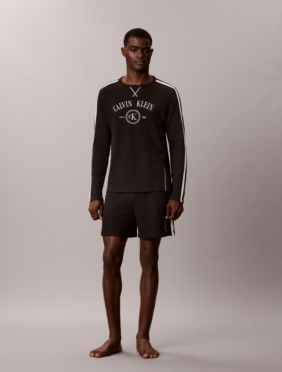 Brushed Waffle Long Sleeve Sleep Tee - Calvin Klein Underwear