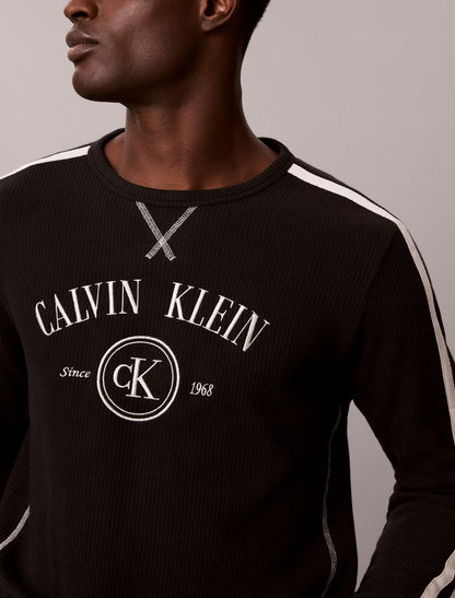 Brushed Waffle Long Sleeve Sleep Tee - Calvin Klein Underwear