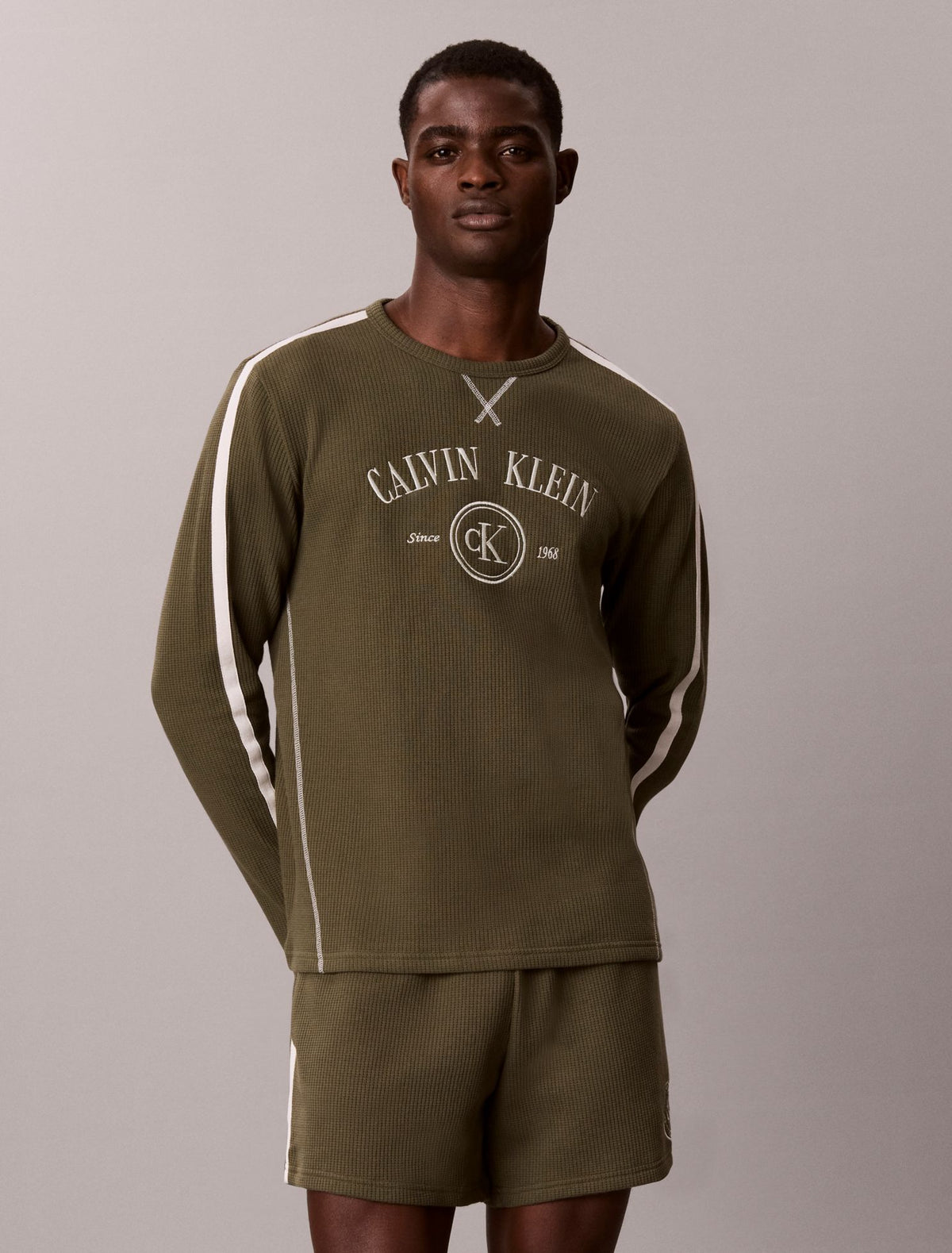 Brushed Waffle Long Sleeve Sleep Tee - Calvin Klein Underwear