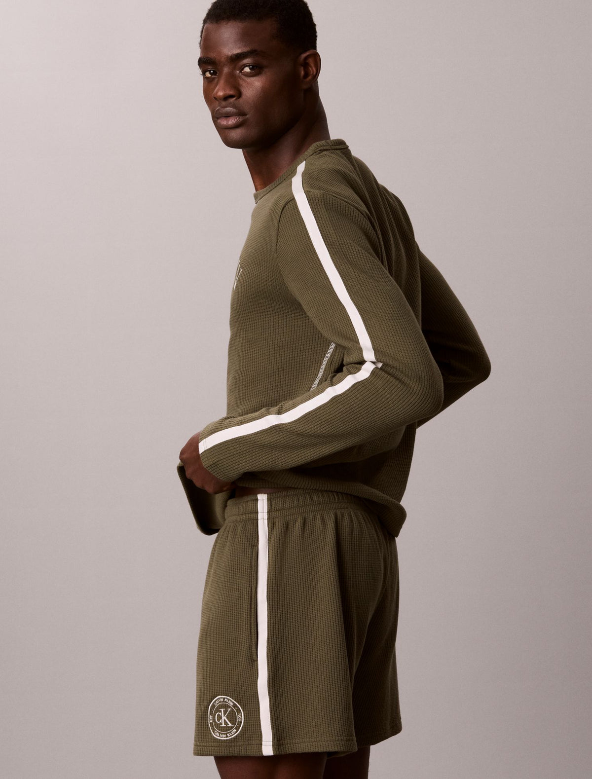Brushed Waffle Long Sleeve Sleep Tee - Calvin Klein Underwear