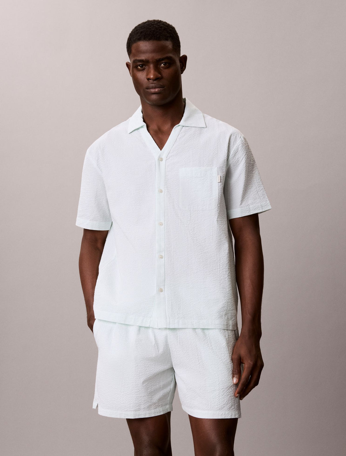 Seersucker Relaxed Sleep Button-Down Shirt - Calvin Klein Underwear
