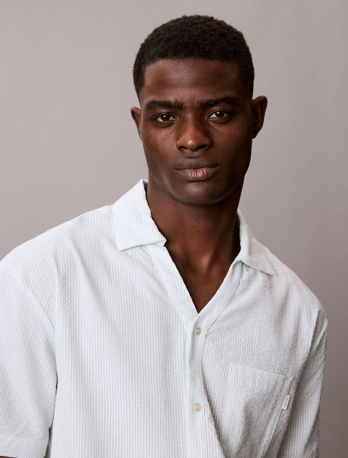 Seersucker Relaxed Sleep Button-Down Shirt - Calvin Klein Underwear