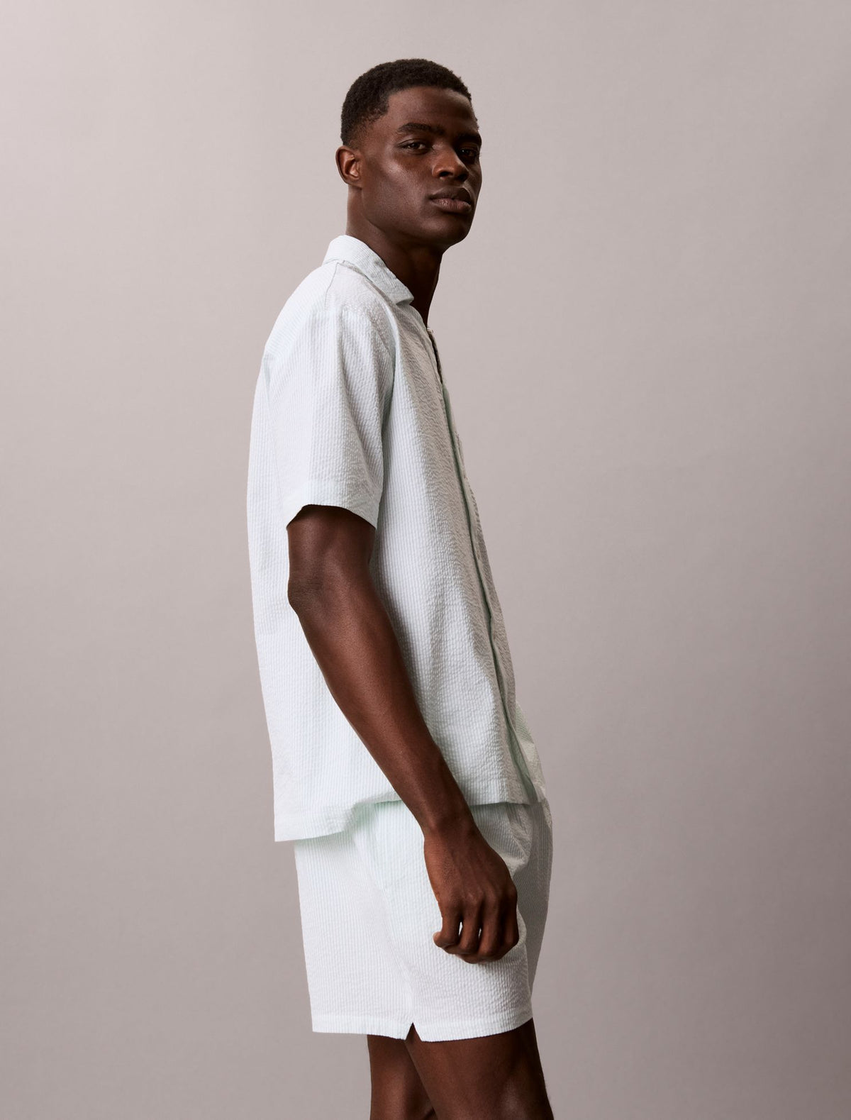 Seersucker Relaxed Sleep Button-Down Shirt - Calvin Klein Underwear