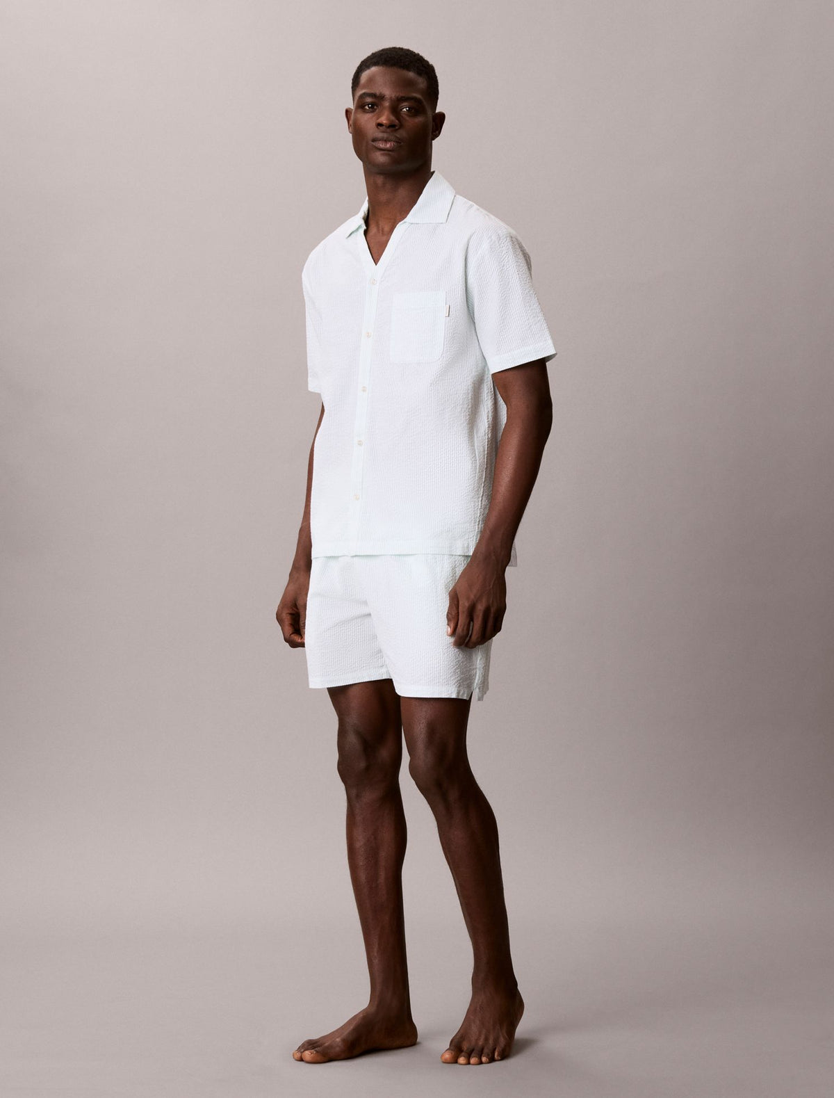 Seersucker Relaxed Sleep Button-Down Shirt - Calvin Klein Underwear