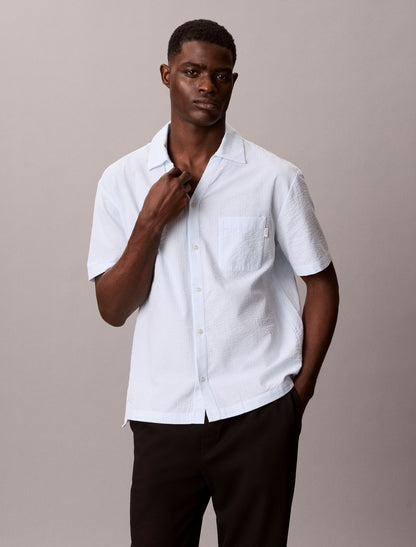 Seersucker Relaxed Sleep Button-Down Shirt - Calvin Klein Underwear