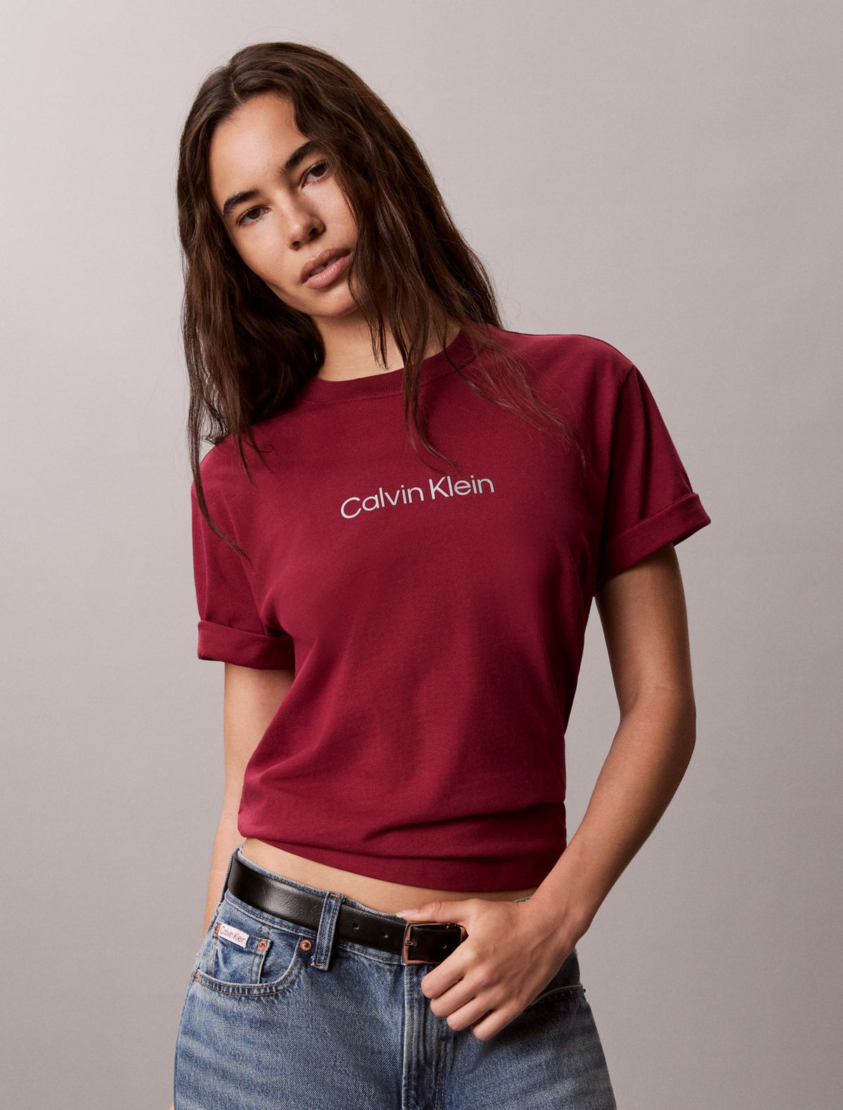 Metallic Logo Boxy Tee - Calvin Klein Women