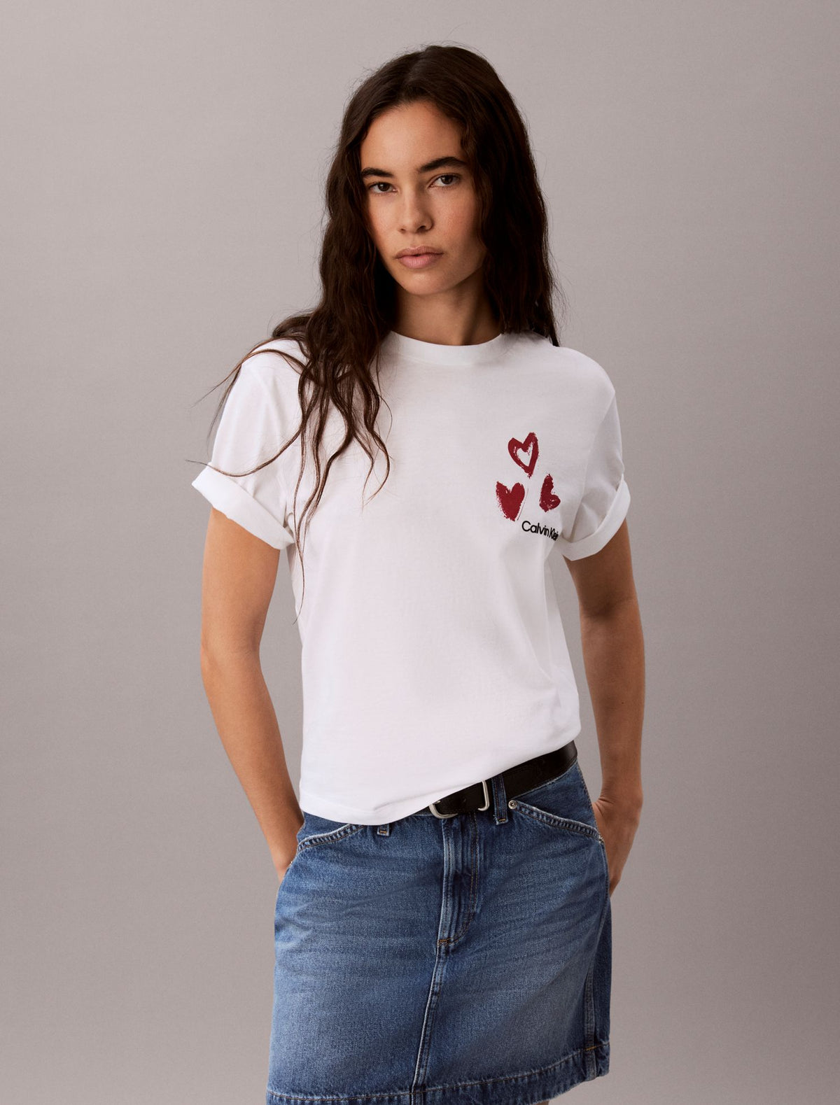 Hearts Print Boxy Tee - Calvin Klein Women