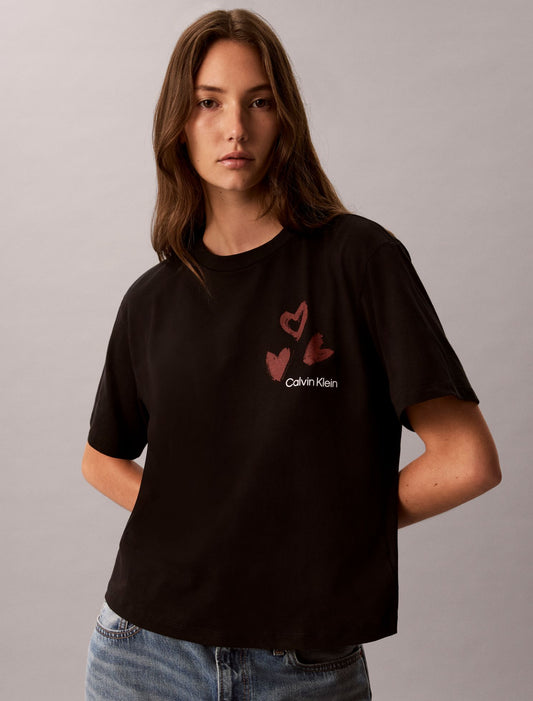 Hearts Print Boxy Tee - Calvin Klein Women