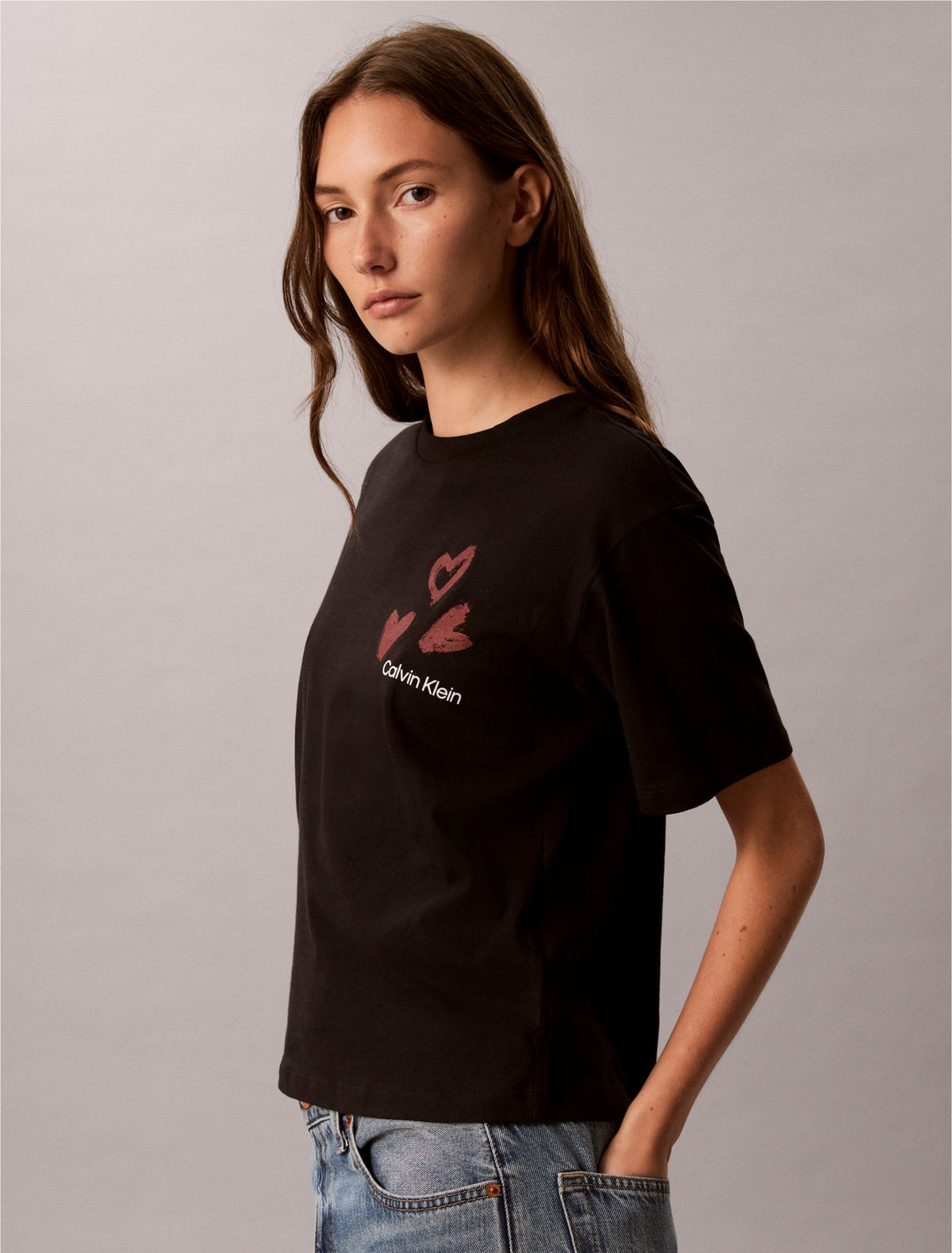 Hearts Print Boxy Tee - Calvin Klein Women