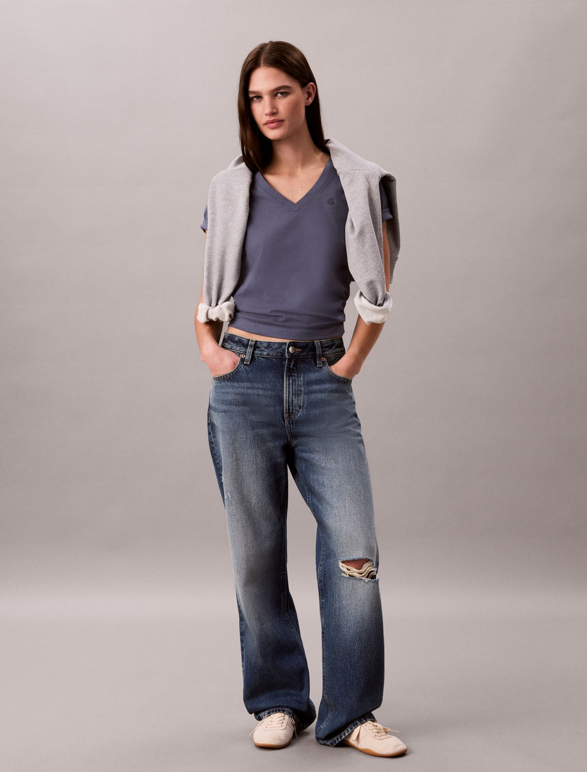Monogram V-Neck T-Shirt - Calvin Klein Women