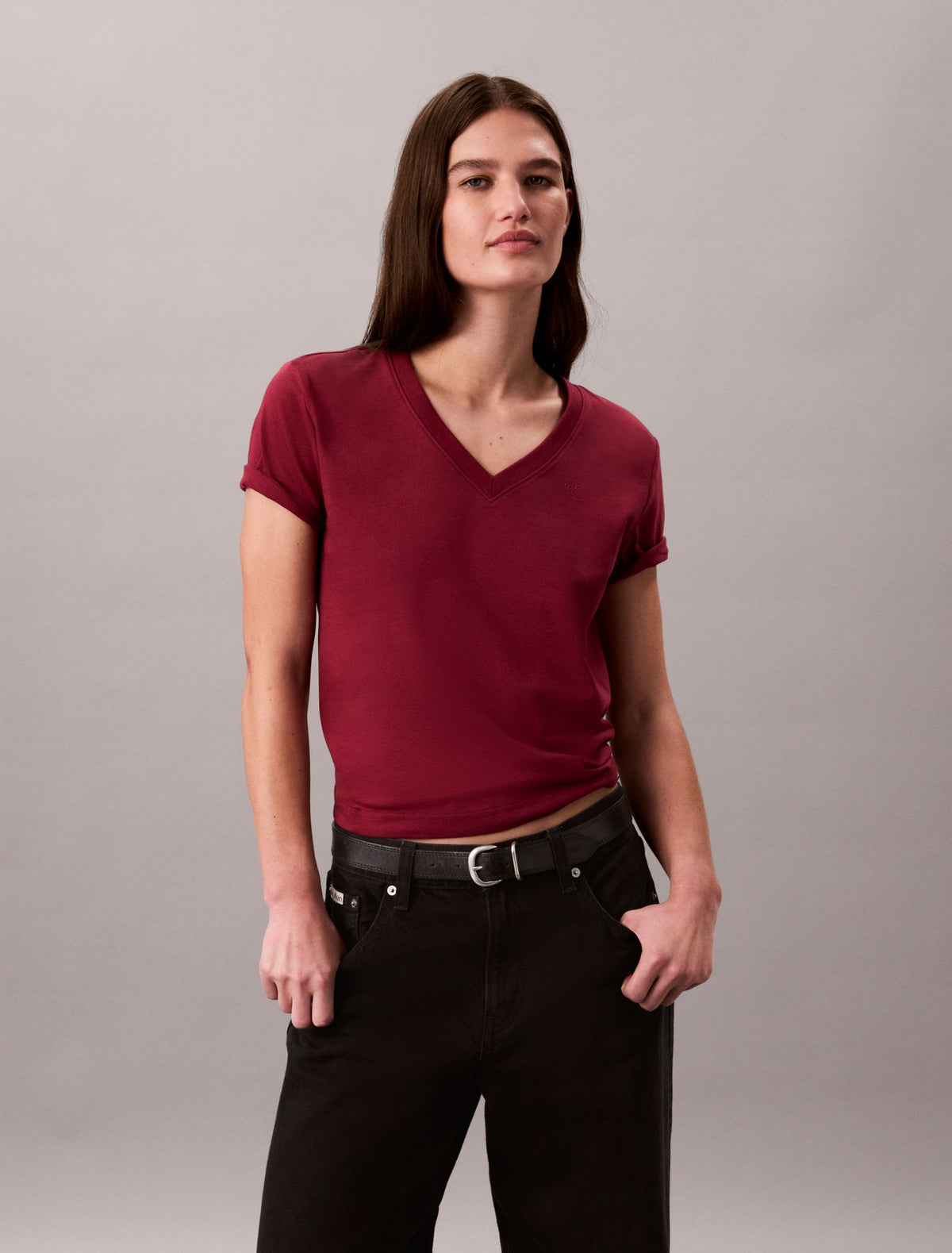 Monogram V-Neck T-Shirt - Calvin Klein Women