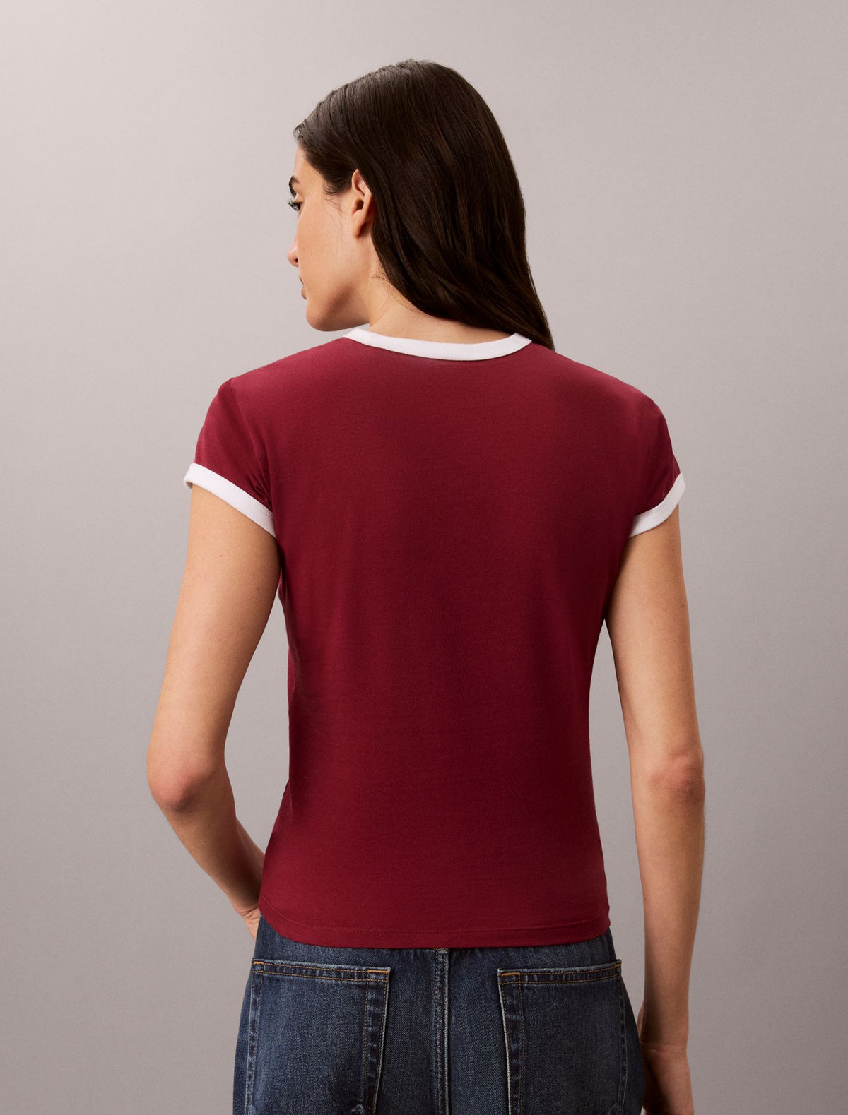 Stitch Arch Logo Slim Ringer Tee - Calvin Klein Women