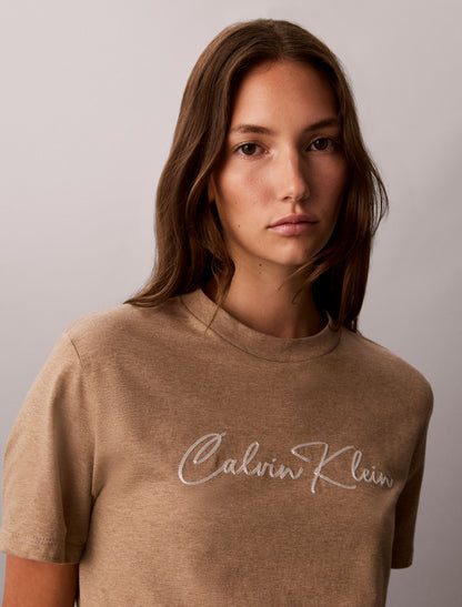 Embroidered Script Logo Tee - Calvin Klein Women