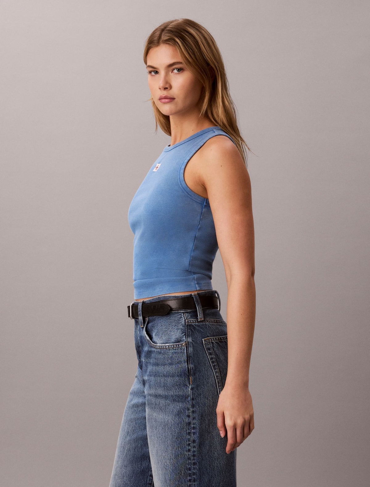Woven Monologo Rib Tank Top - Calvin Klein Women