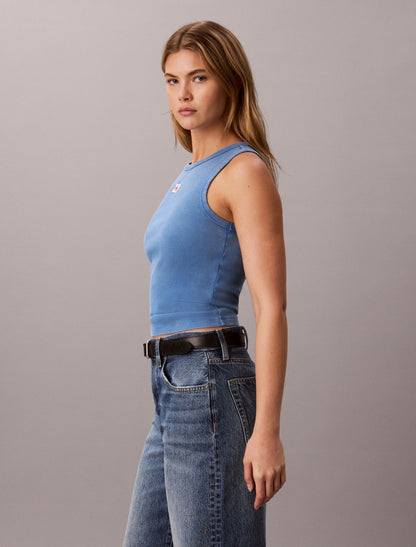 Woven Monologo Rib Tank Top - Calvin Klein Women