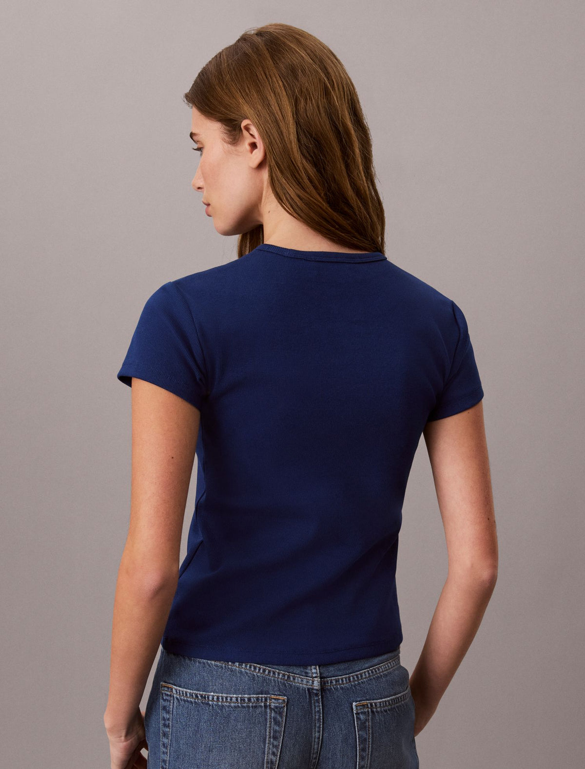 Woven Monologo Rib Tee - Calvin Klein Women