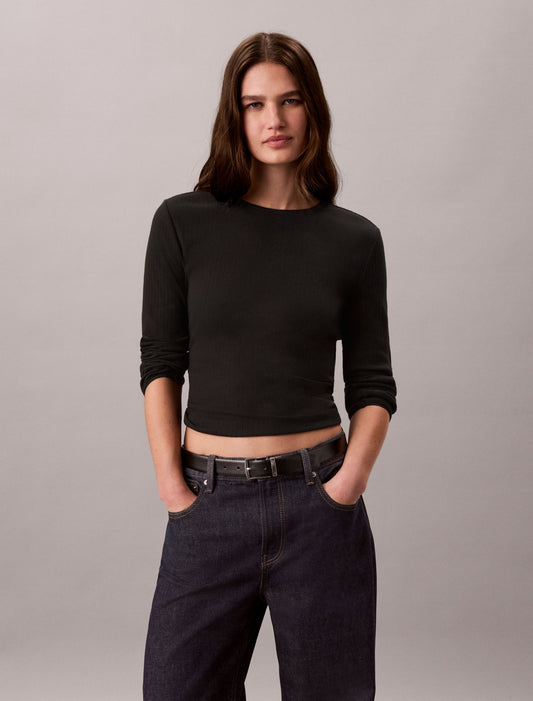 Pointelle Knit Slim Tee - Calvin Klein Women