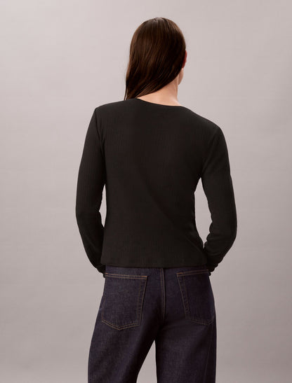 Pointelle Knit Slim Tee - Calvin Klein Women