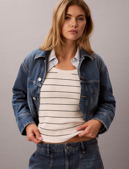 Tech Knit Striped Tank Top - Calvin Klein Women