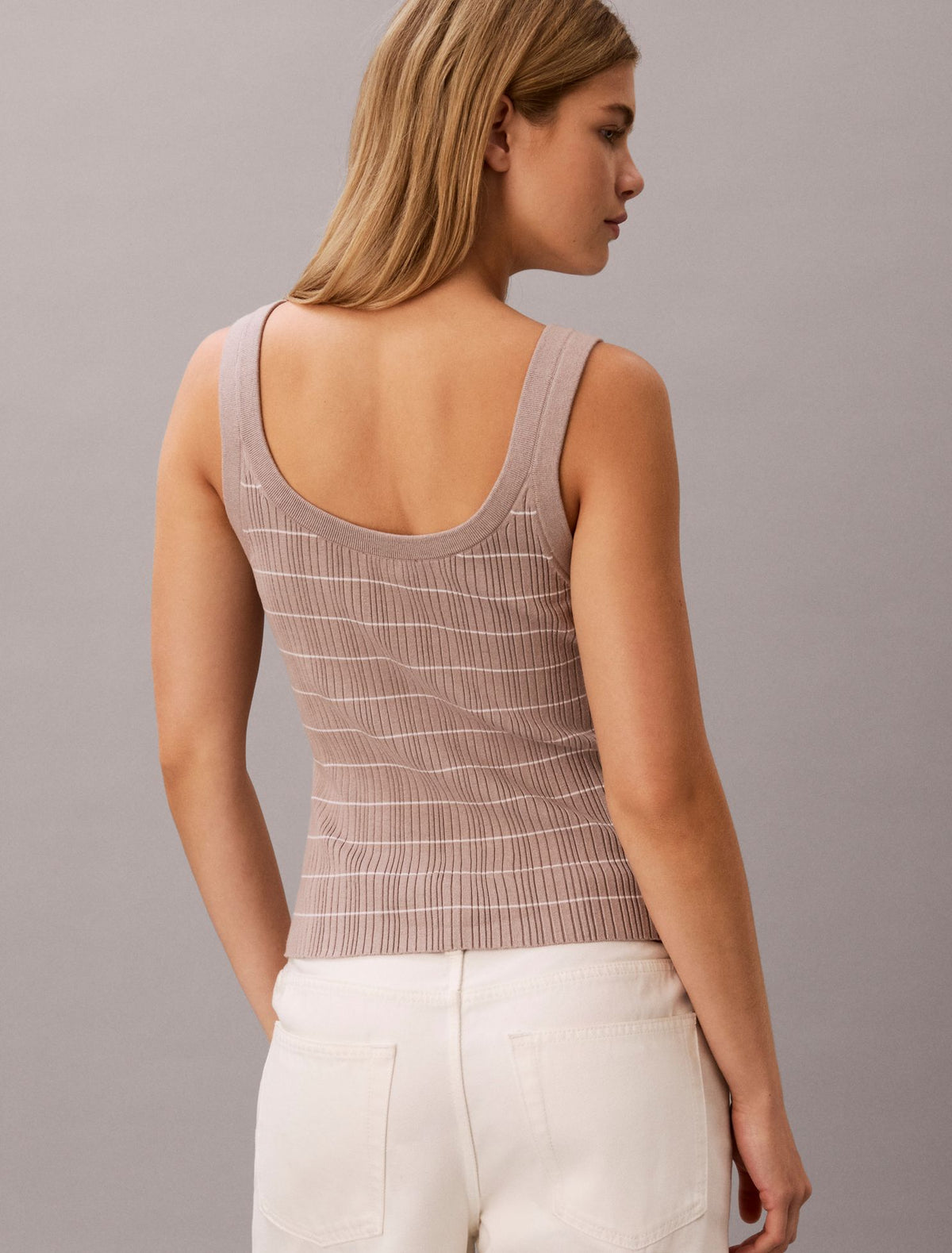 Tech Knit Striped Tank Top - Calvin Klein Women