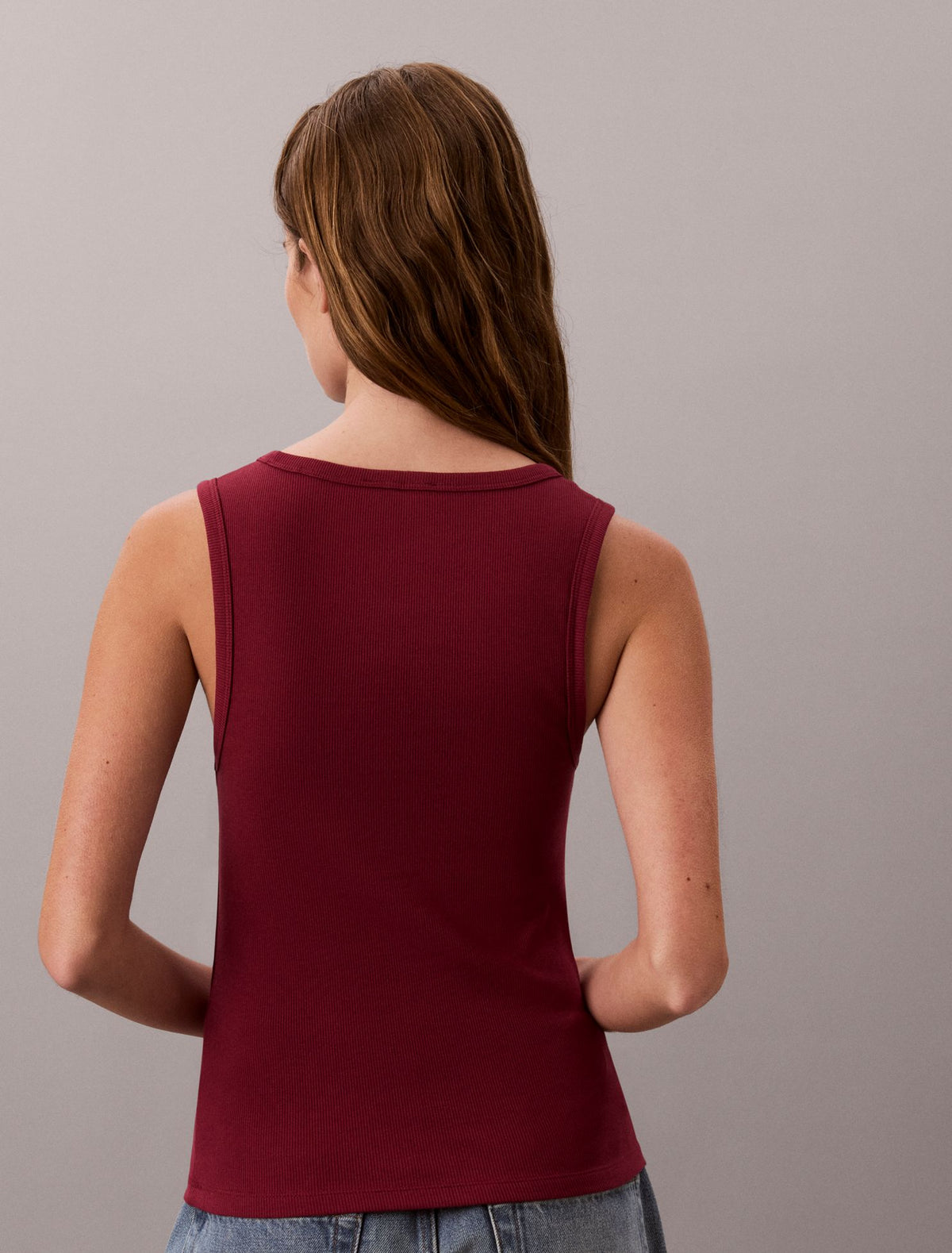 Woven Monologo Rib Tank Top - Calvin Klein Women